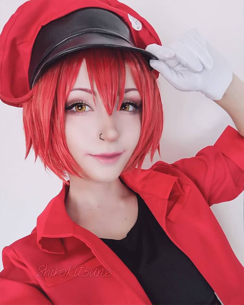 Hataraku Saibou Cells At Work AE3803 Red Blood Cell Short Orange Cosplay Wigs