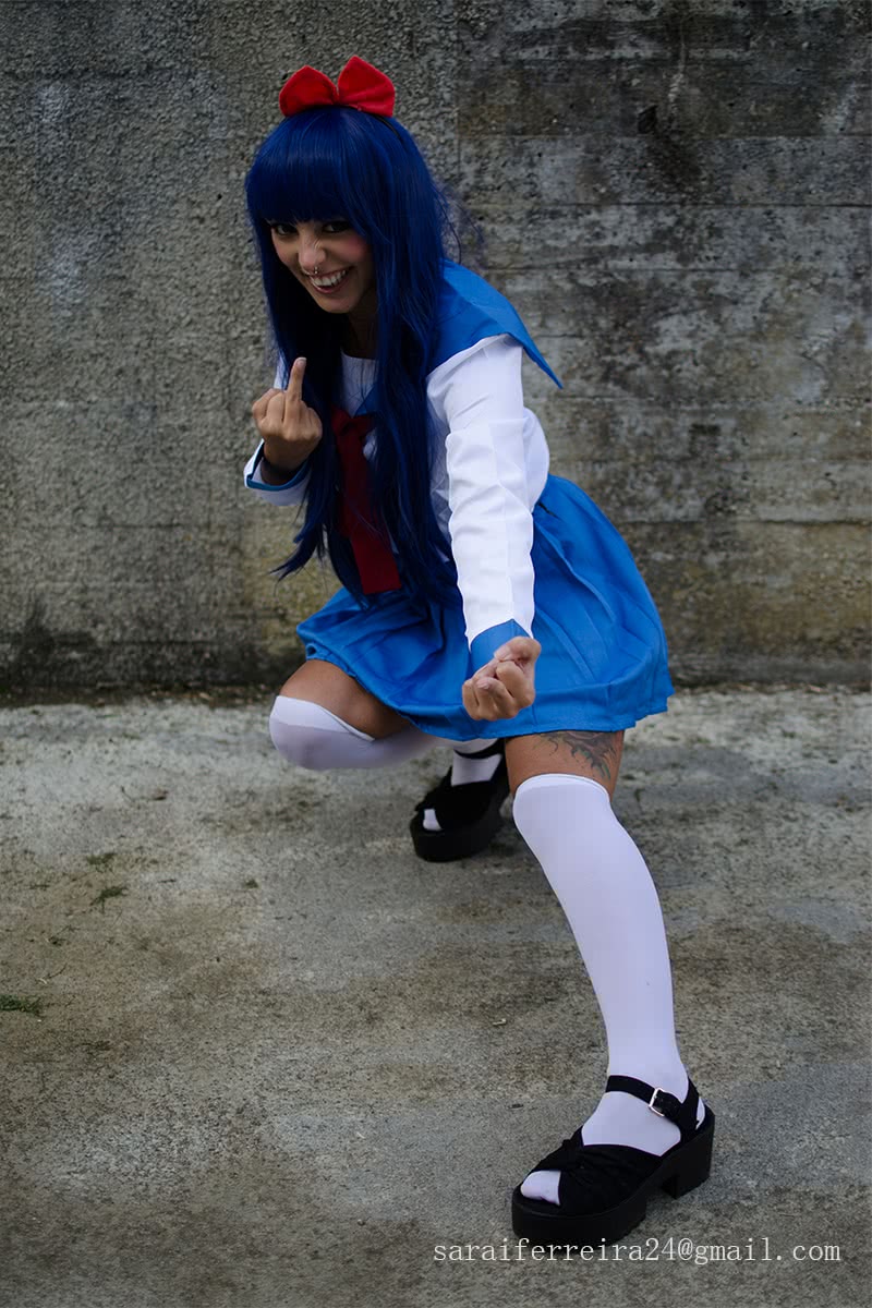 Poputepipikku Pop Team Epic Popuko and Pipimi Blue Uniform Skirt Anime Cosplay Costumes