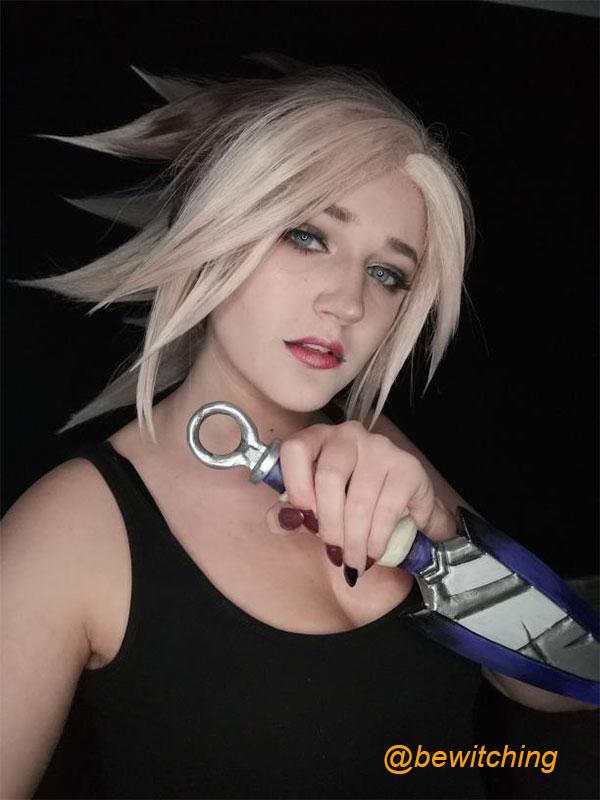 LOL True Damage Akali Gray Mixde White Ponytail Cosplay Wigs
