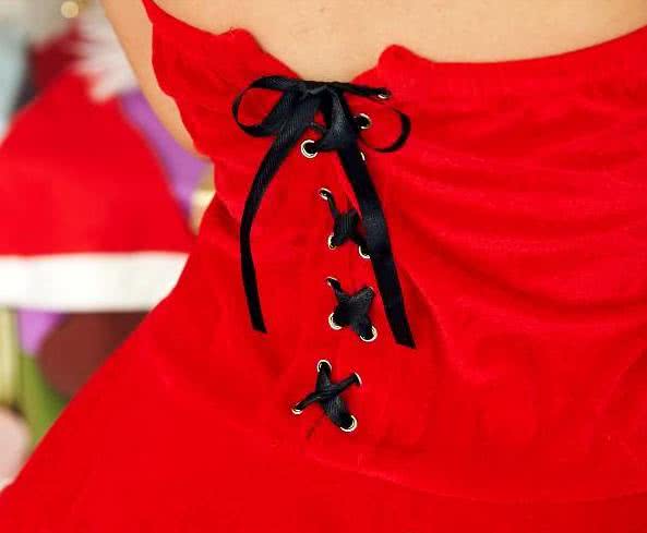 Red beautiful Christmas costumes party dress for momen white fur edge