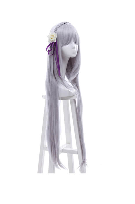 Re:ZERO -Starting Life in Another World Emilia Synthetic Anime Long Grey Cosplay Wigs