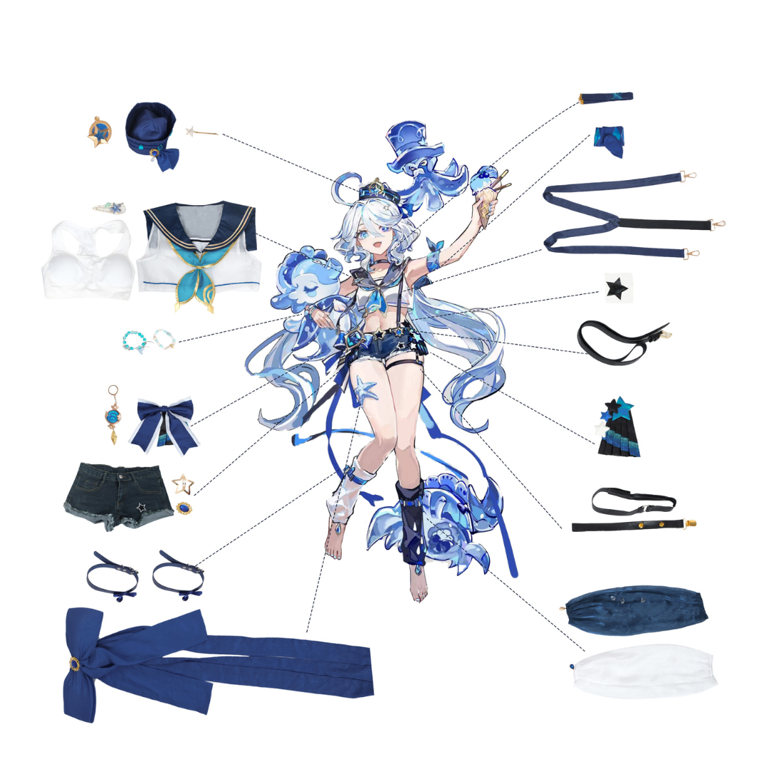 Rolecosplay Genshin Impact Furina Fanart Swimsuit Cosplay Costume