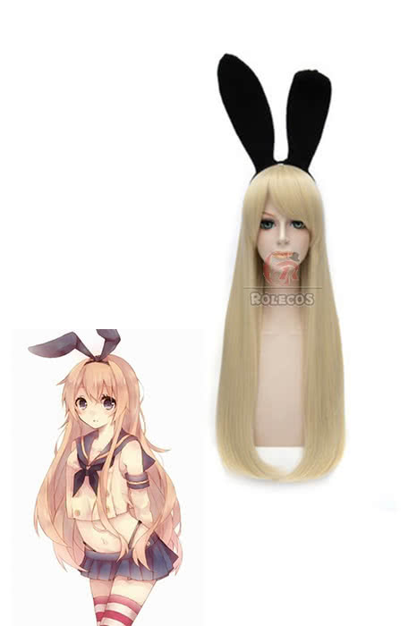 80cm Long Straight Kantai Collection Anime Shimakaze Cosplay Wigs