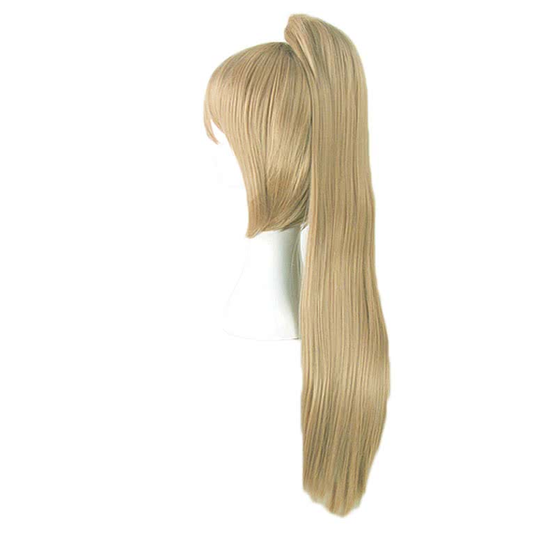 Gintama Okita Sougo Flax Brown Clip Ponytail Female Cosplay Wigs