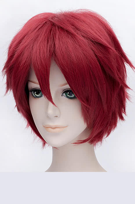 30cm Gaara Wine Red Short Cosplay Wig Modelling lifelike