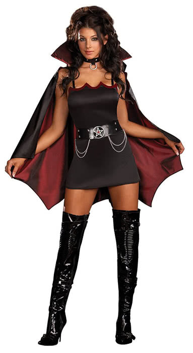 Black Fashion Batgirl Halloween Costumes with Wine Red Bat Edge