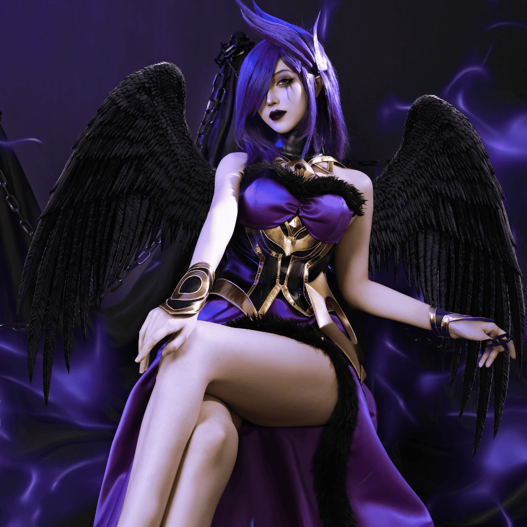 Rolecosplay Fallen Angel Morgana Cosplay Costume LOL Female Outfit