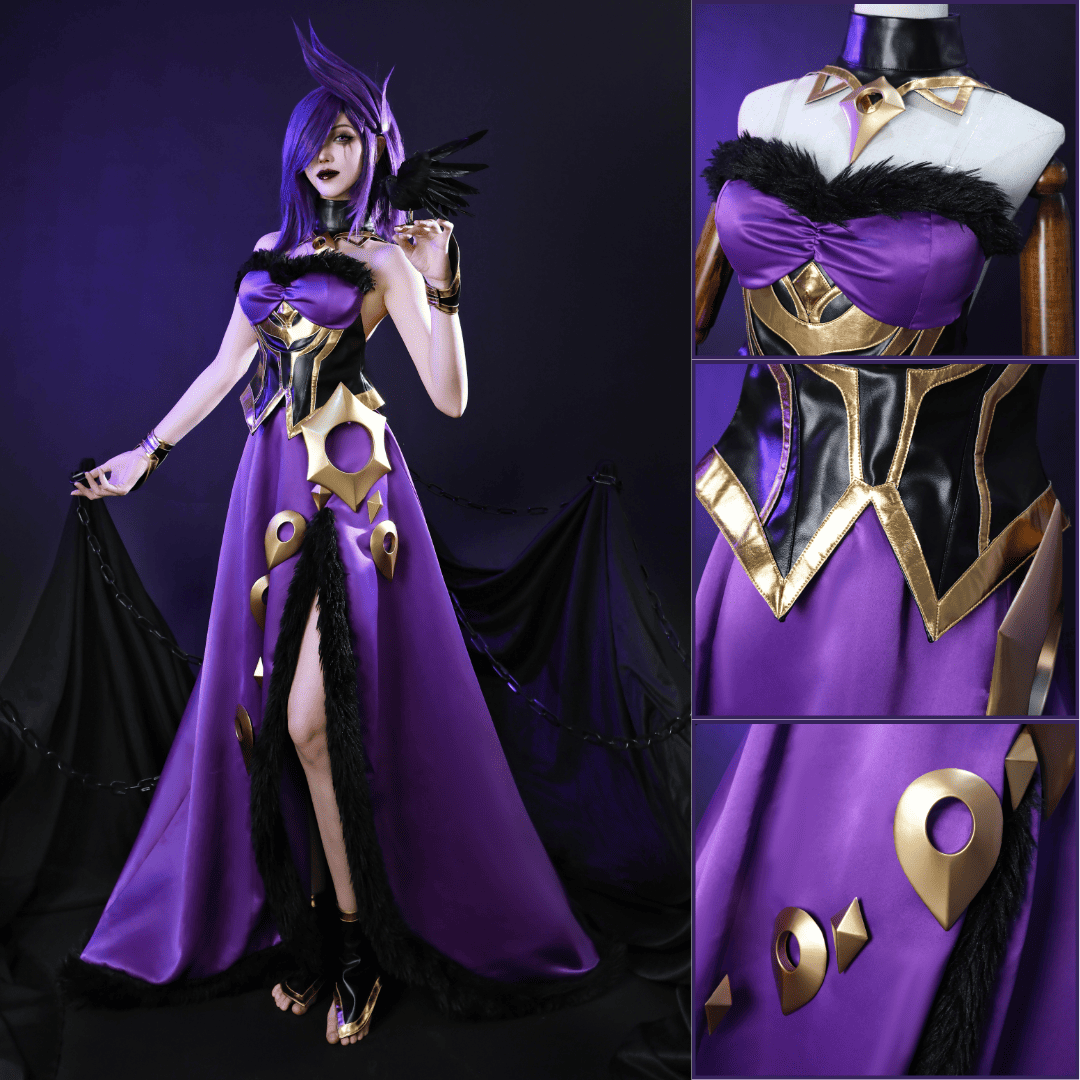 Rolecosplay Fallen Angel Morgana Cosplay Costume LOL Female Outfit