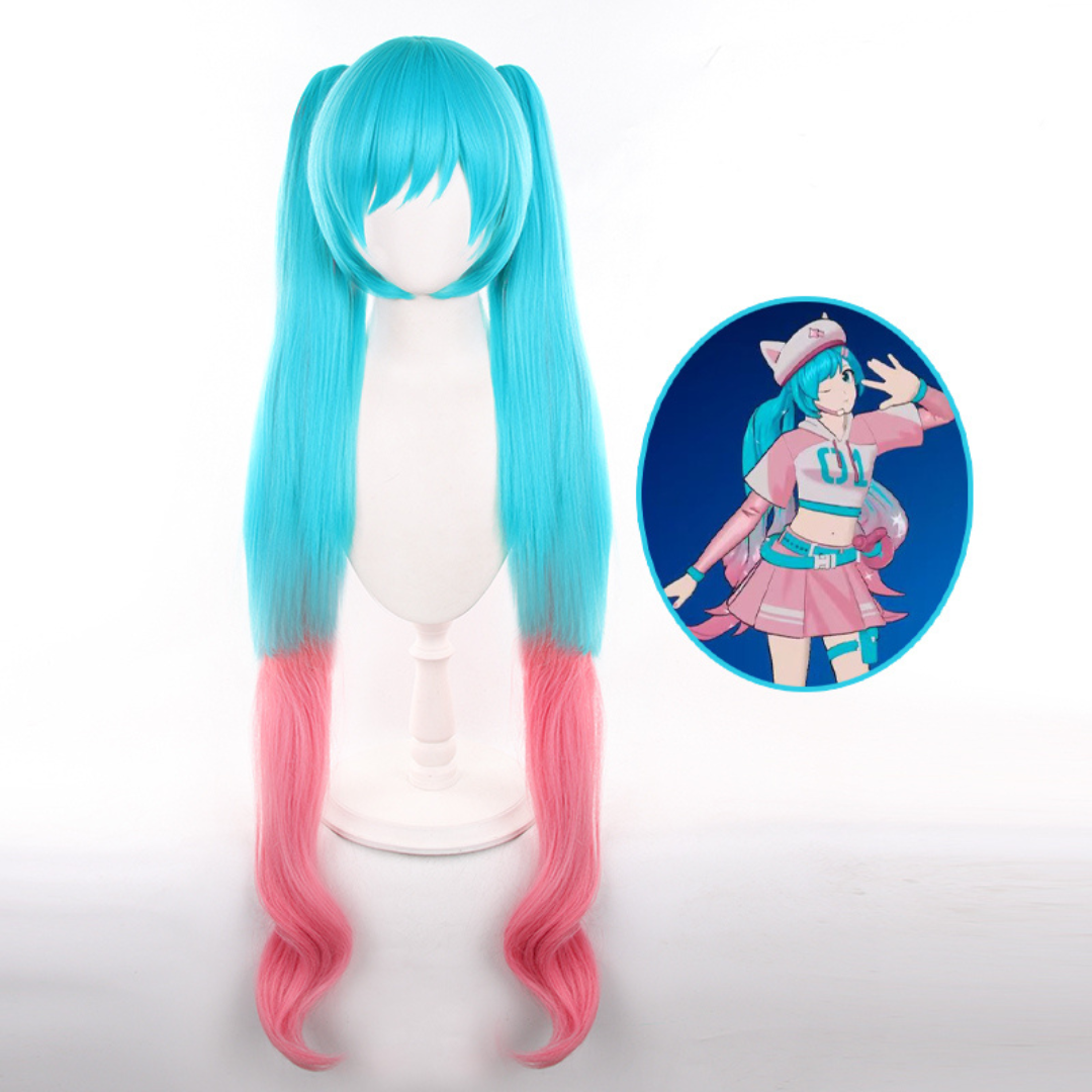 Rolecosplay Fortnite Hatsune Miku Pink Mix Blue Cosplay Wig