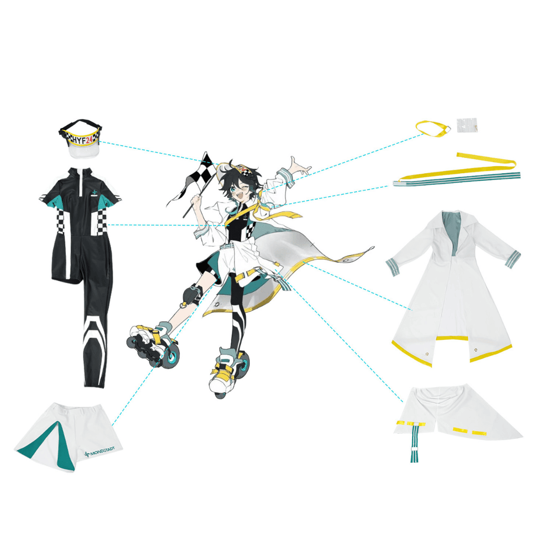 Rolecosplay Genshin Impact Racing Venti Fanart Cosplay Costume full set