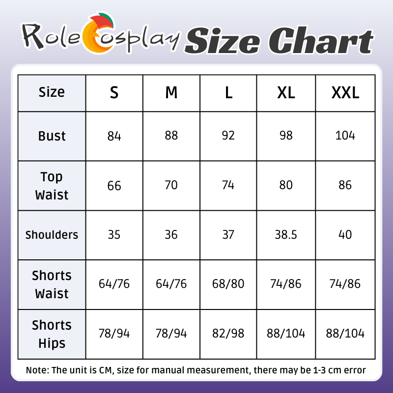 Rolecosplay LOL Popstar Ahri Idol Cosplay Costumesize chart