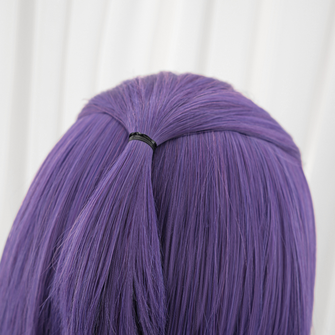 Purple wig with a parting on a white background Rolecosplay LOL Yunara the Unbroken Faith Cosplay Wig