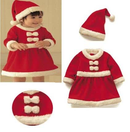 Red Children Christmas Costumes with Cute Hat