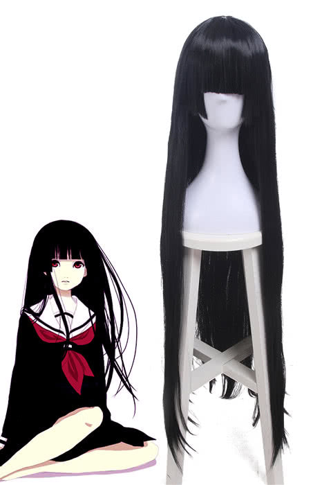 Hell Girl Ai Enma Long Black Straight Neat Bang Cosplay Wigs