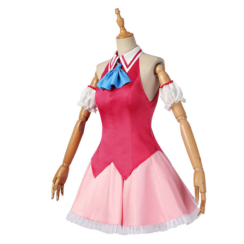 Ai Hoshino Oshi No Ko Cosplay Costume Red Dress Bunny Hairpin Performance Dress