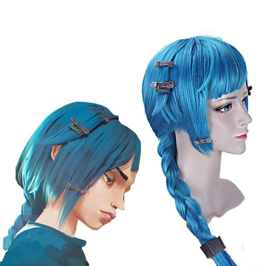 Anime LOL Arcane Jinx Teenager Blue Cosplay Wigs