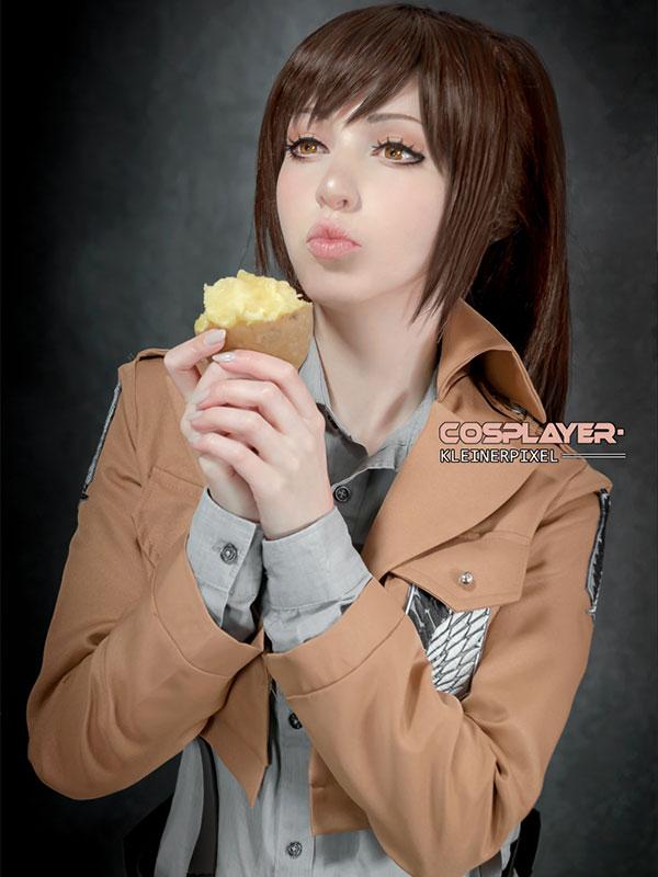 Attack On Titan Sasha Brown Blouse Clip On Ponytail Anime Cosplay Wigs