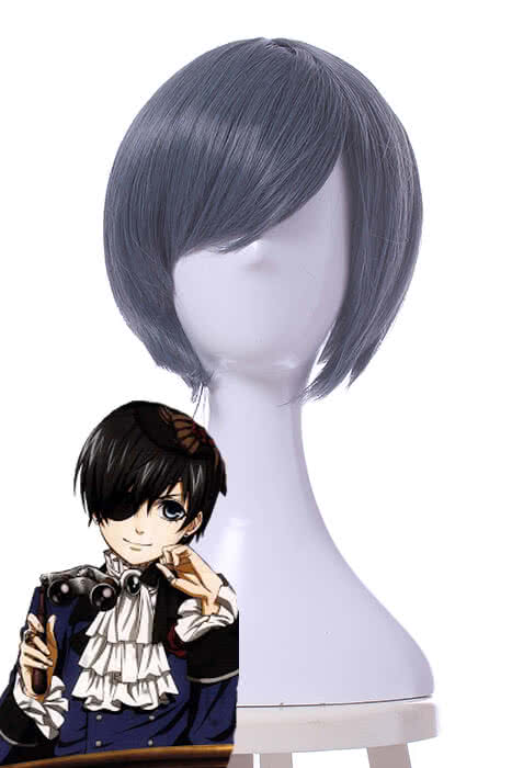 Black Butler Ciel Phantomhive Short Blue Grey Cosplay Wigs
