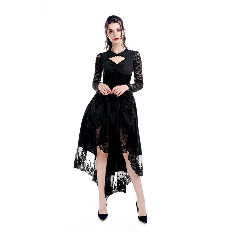 Black Sexy Gothic Victorian Dress Cosplay Costumes-1