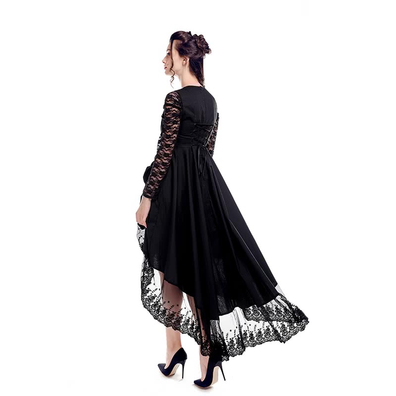 Black Sexy Gothic Victorian Dress Cosplay Costumes-5