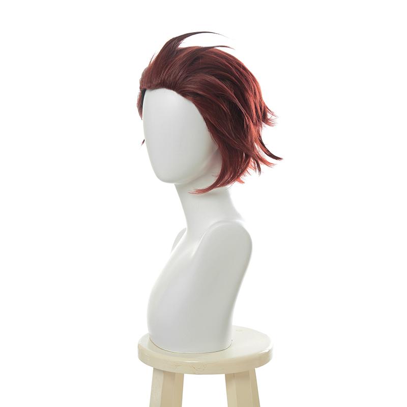 Blade of Demon Kimetsu no Yaiba Tanjirou Kamado Red Black Cosplay Wigs