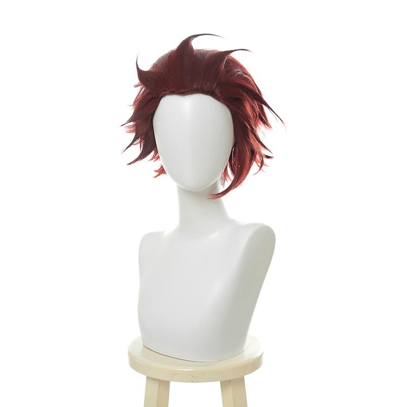 Blade of Demon Kimetsu no Yaiba Tanjirou Kamado Red Black Cosplay Wigs