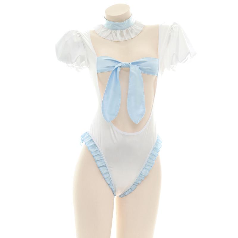 Blue Backless Bow-Knot Underwear Cosplay Costume