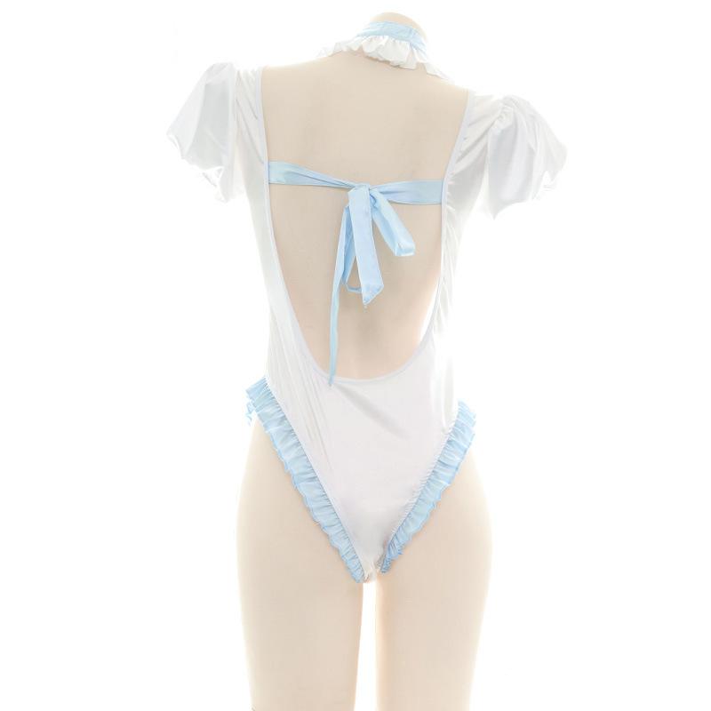 Blue Backless Bow-Knot Underwear Cosplay Costume