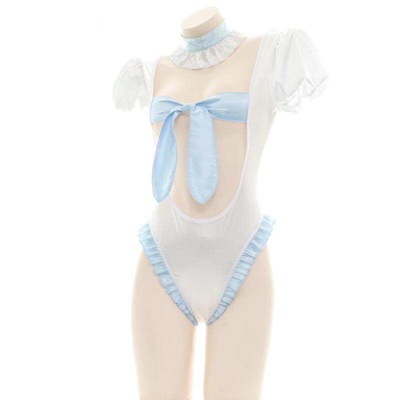 Blue Backless Bow-Knot Underwear Cosplay Costume