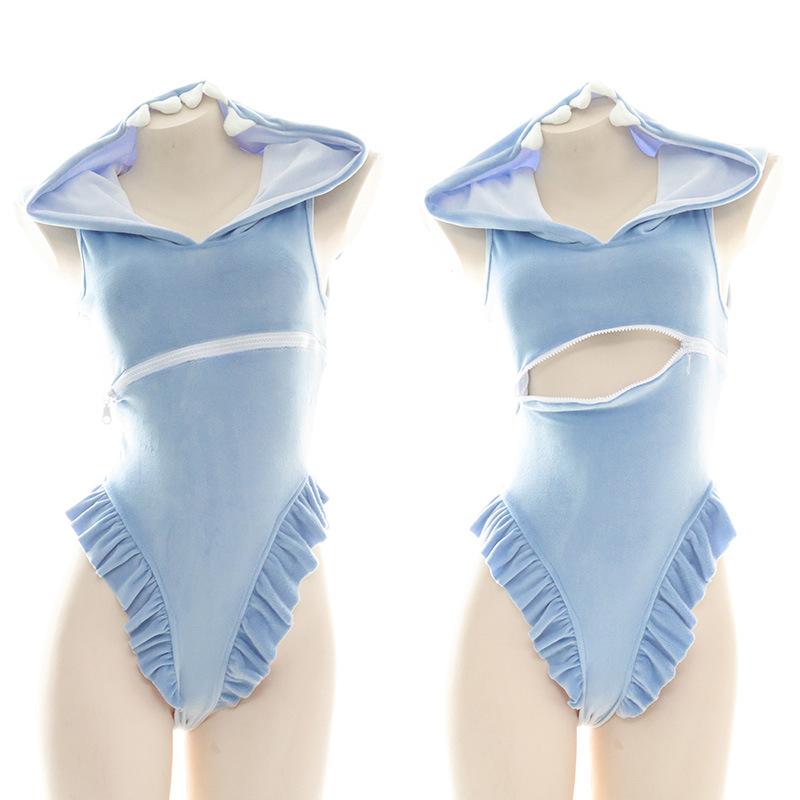 Blue Plush Shark One Piece Sweatshirt Cosplay Costume