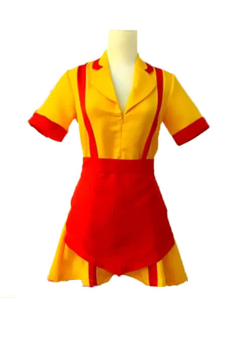 2 Broke Girls Max and Caroline Yellow and Red Cosplay Costumes