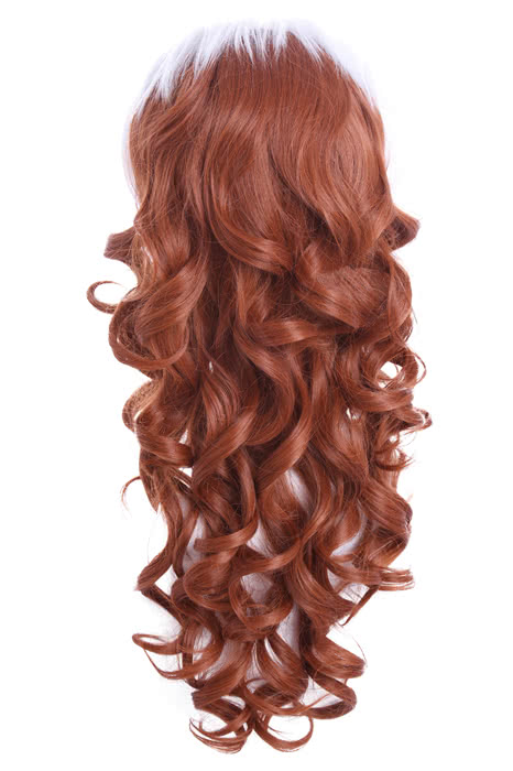 60cm Long White Mixed Brown X-Men Rogue Curly Cosplay Wig