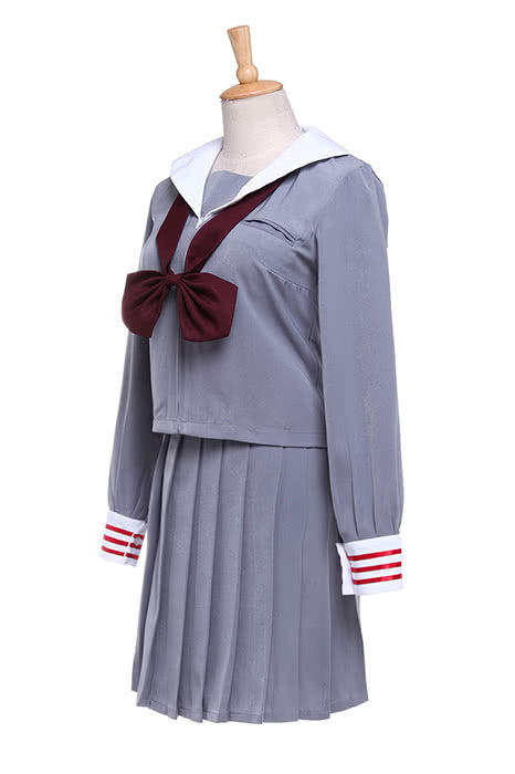 Classic School Girl Costume Wine Red Bow-knot