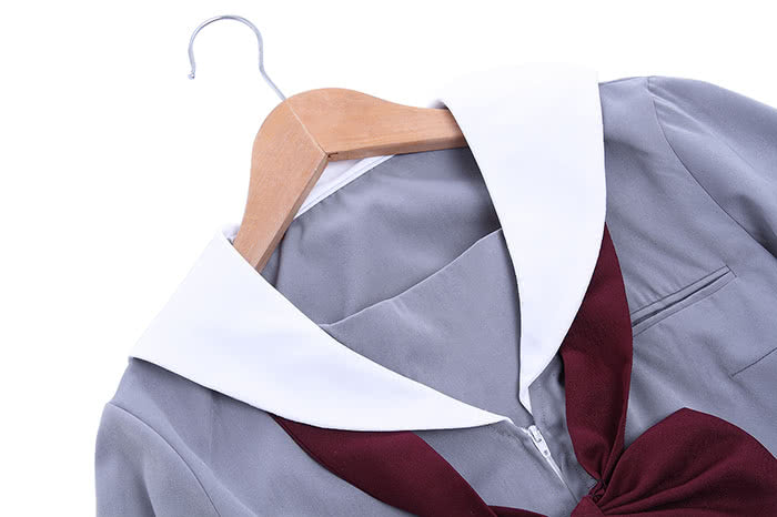 Classic School Girl Costume Wine Red Bow-knot