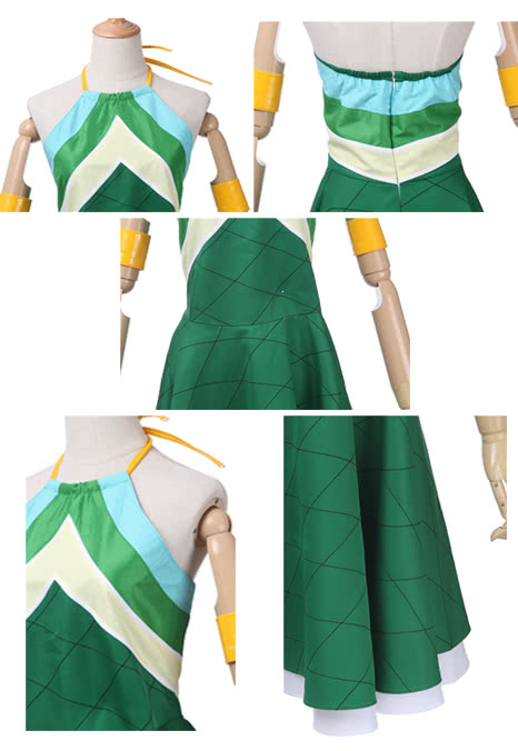 Vicwin-One Fairy Tail Wendy Marvell Green Dress Cosplay Costume Outfits