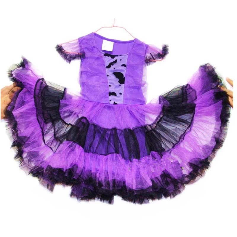 Purple Elven Fairy Children’s Halloween Party Costume Bats Dress