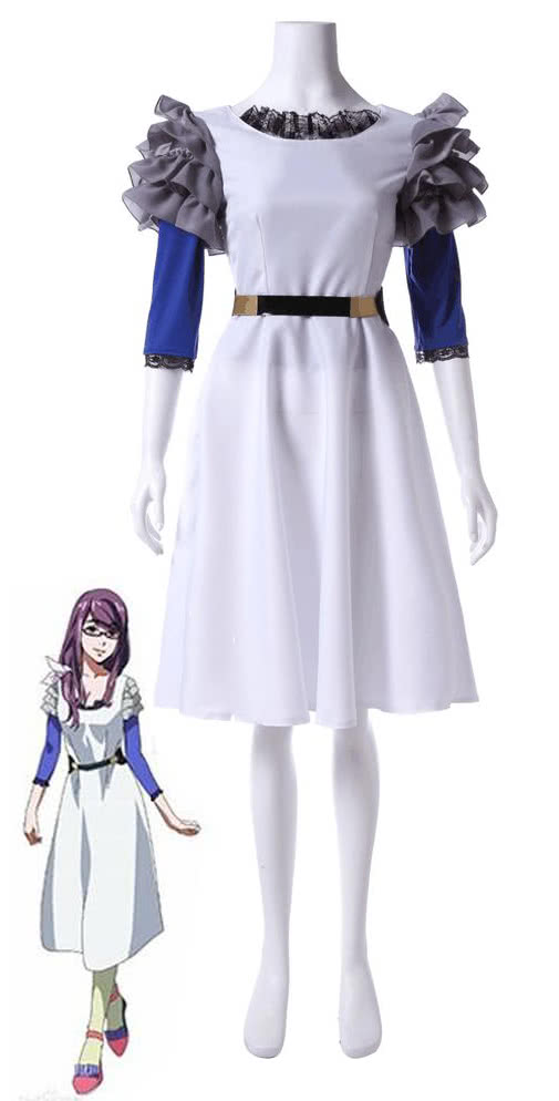 Tokyo Ghoul Rize Kamishiro Fancy White Dress Cosplay Costume