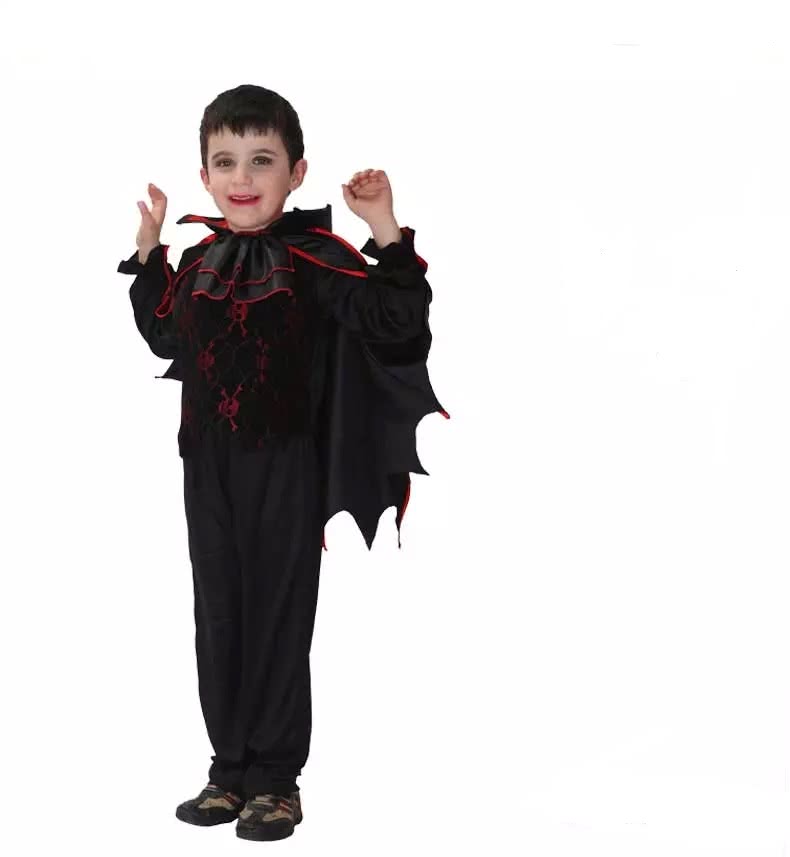 Handsome Black Children’s Halloween Party Costume Vampaire Batman Suit