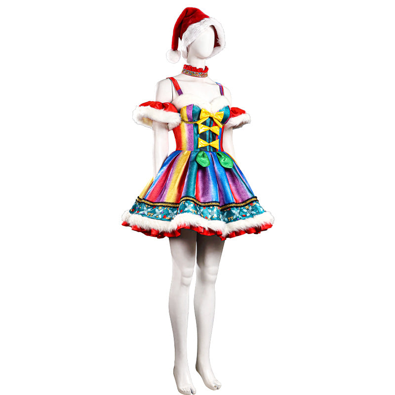 Christmas Rainbow Dress Cosplay Costume