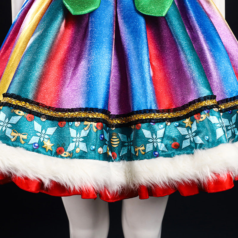 Christmas Rainbow Dress Cosplay Costume
