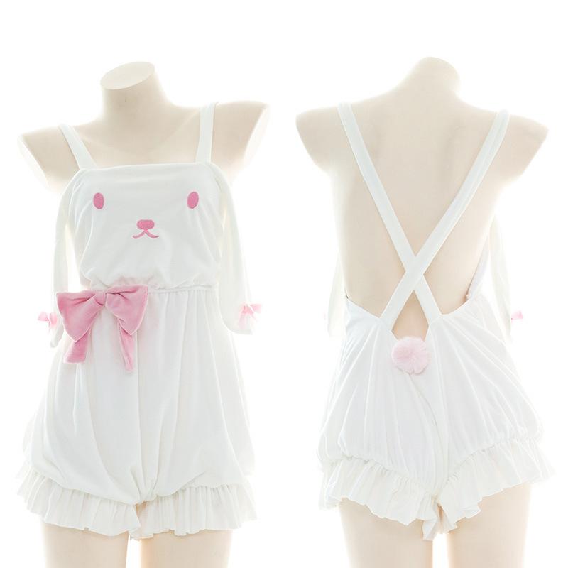 Crossover Backless Plush Rabbit Bodysuit Cosplay Costume