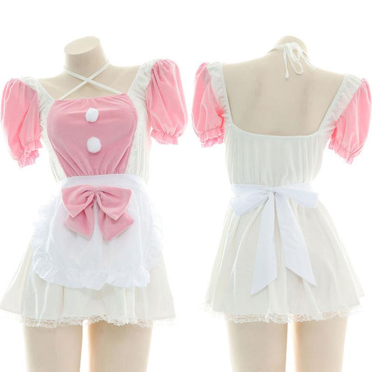Cute Maid Pink Dress Cosplay Costume