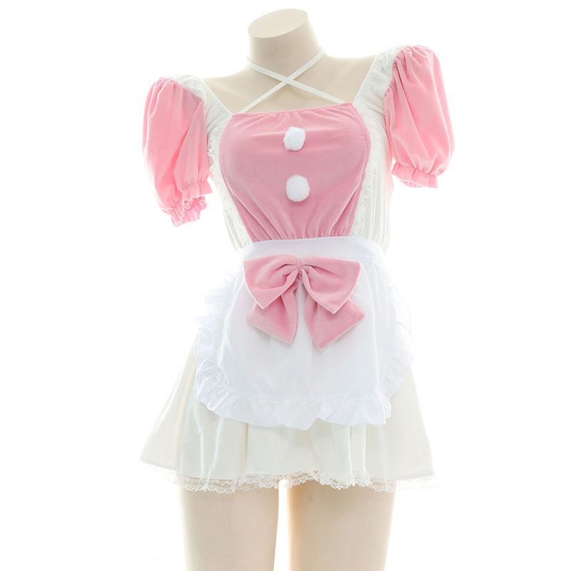 Cute Maid Pink Dress Cosplay Costume