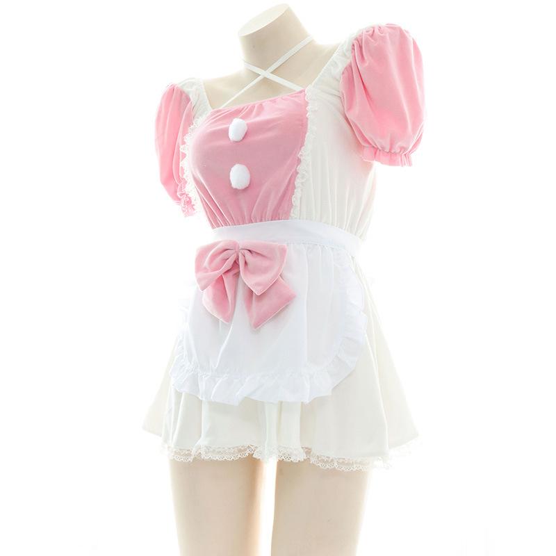 Cute Maid Pink Dress Cosplay Costume