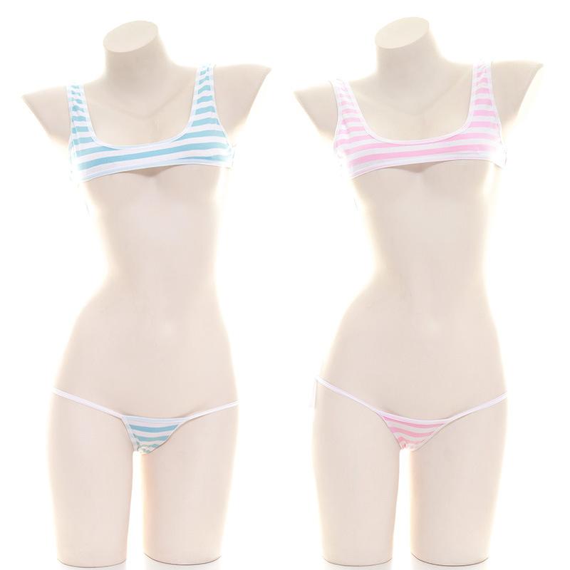 Cute Striped Girly Underwear 2 Colors Cosplay Costume