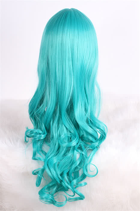 Long Dark Turquoise Anime Curly Wavy Cosplay Wigs Party Hair