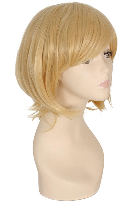 30CM Natural Blonde Medium Straight New Cos Cosplay Side Bang