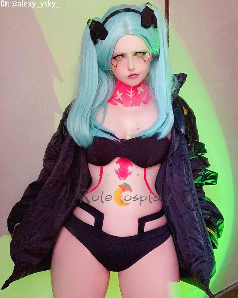 Cyberpunk Edgerunners Rebecca Light Green Cosplay Wigs