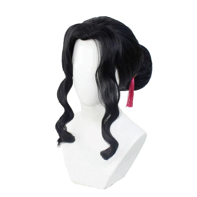 Demon Slayer Kibutsuji Muzan Female Curly Black Cosplay Wigs
