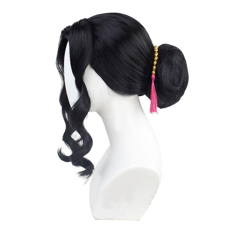 Demon Slayer Kibutsuji Muzan Female Curly Black Cosplay Wigs
